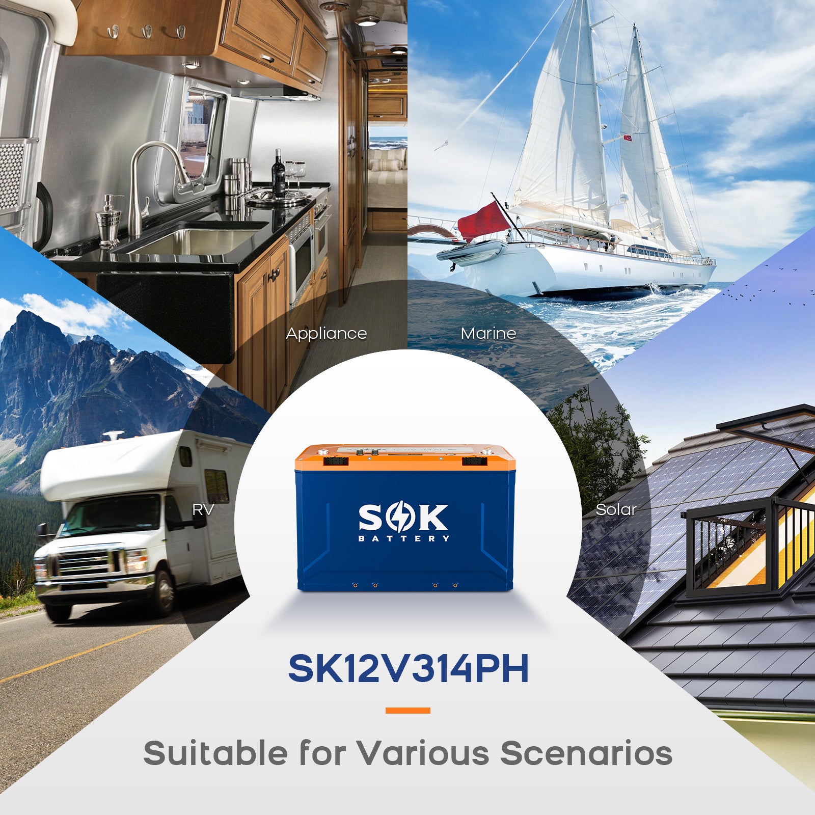 SK12V314PH | 12V314Ah Battery,Built-in heater & Bluetooth,Victron CAN Comms