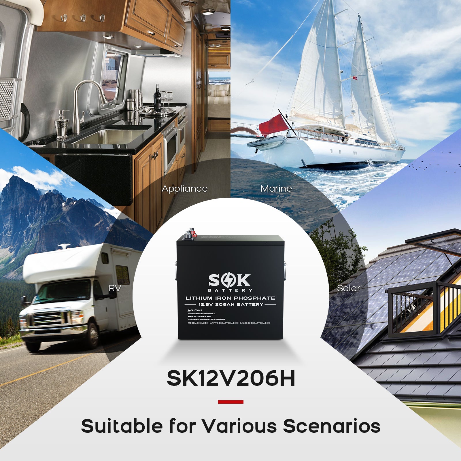 SK12V206H | 12V 206Ah LiFePO4 Battery Bluetooth&Built-in heater