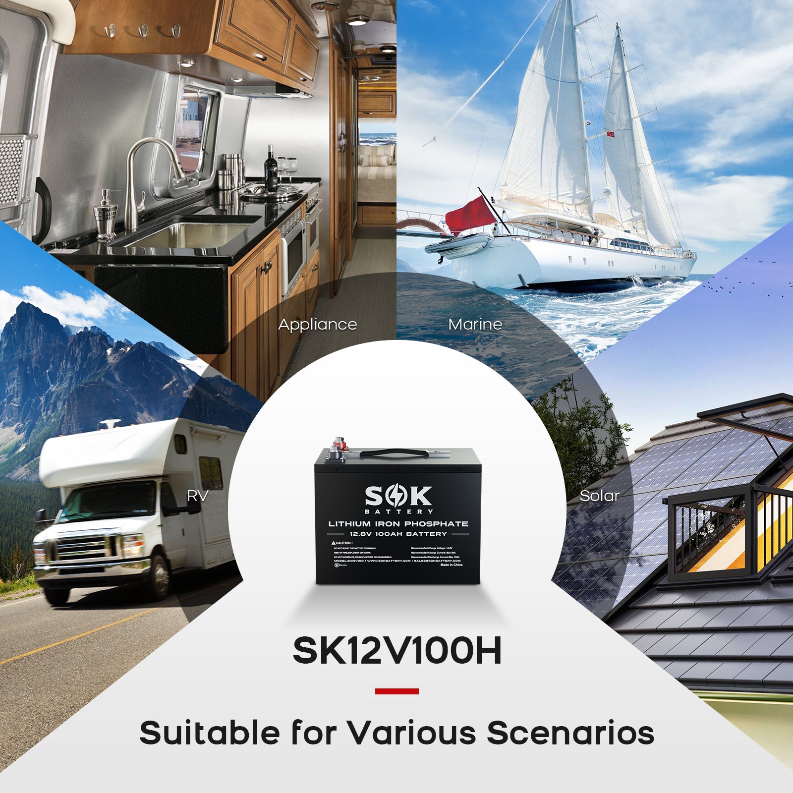 SK12V100H | SOK 12V100Ah LiFePO4 Battery Bluetooth&Built-in heater