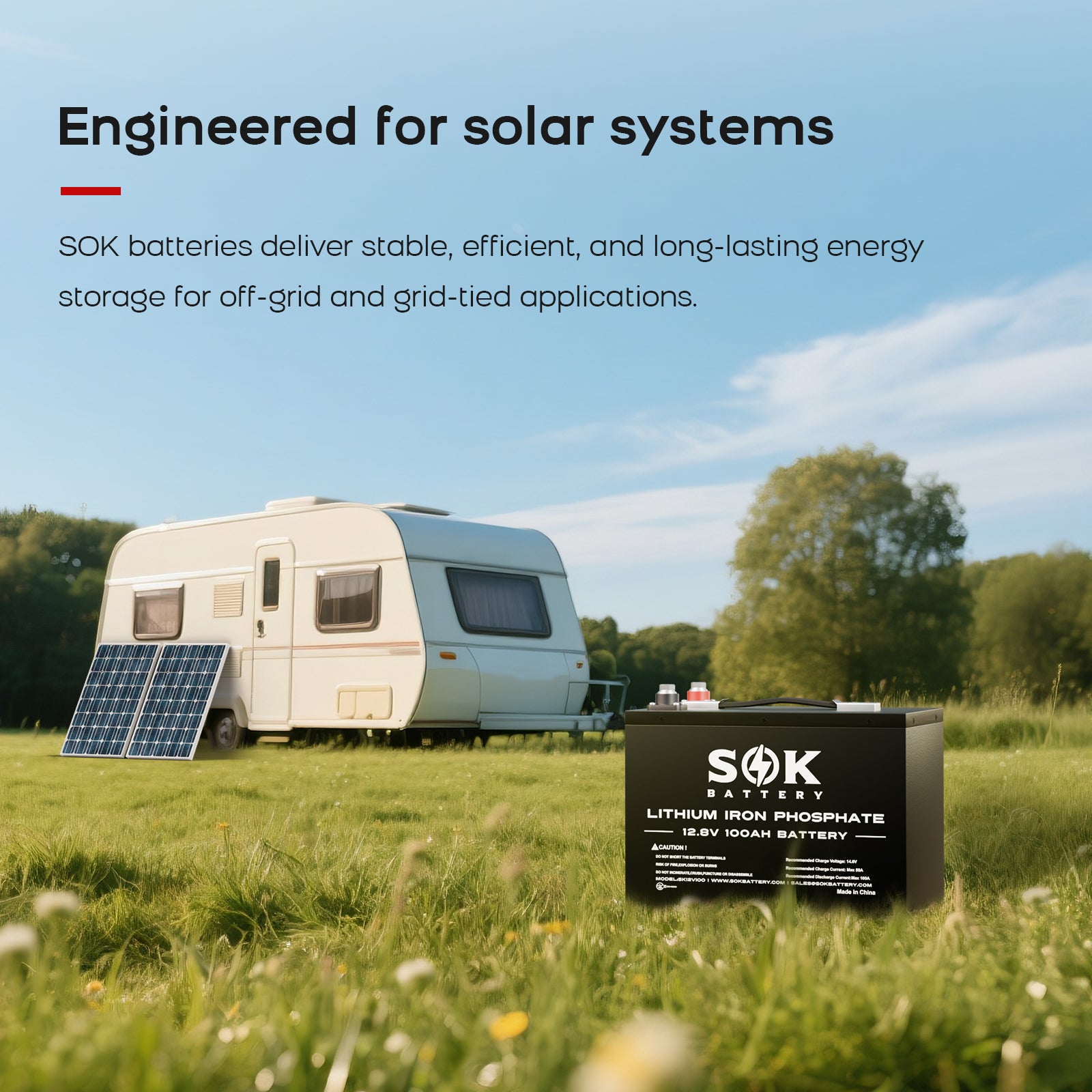 SK12V100H | SOK 12V100Ah LiFePO4 Battery Bluetooth&Built-in heater