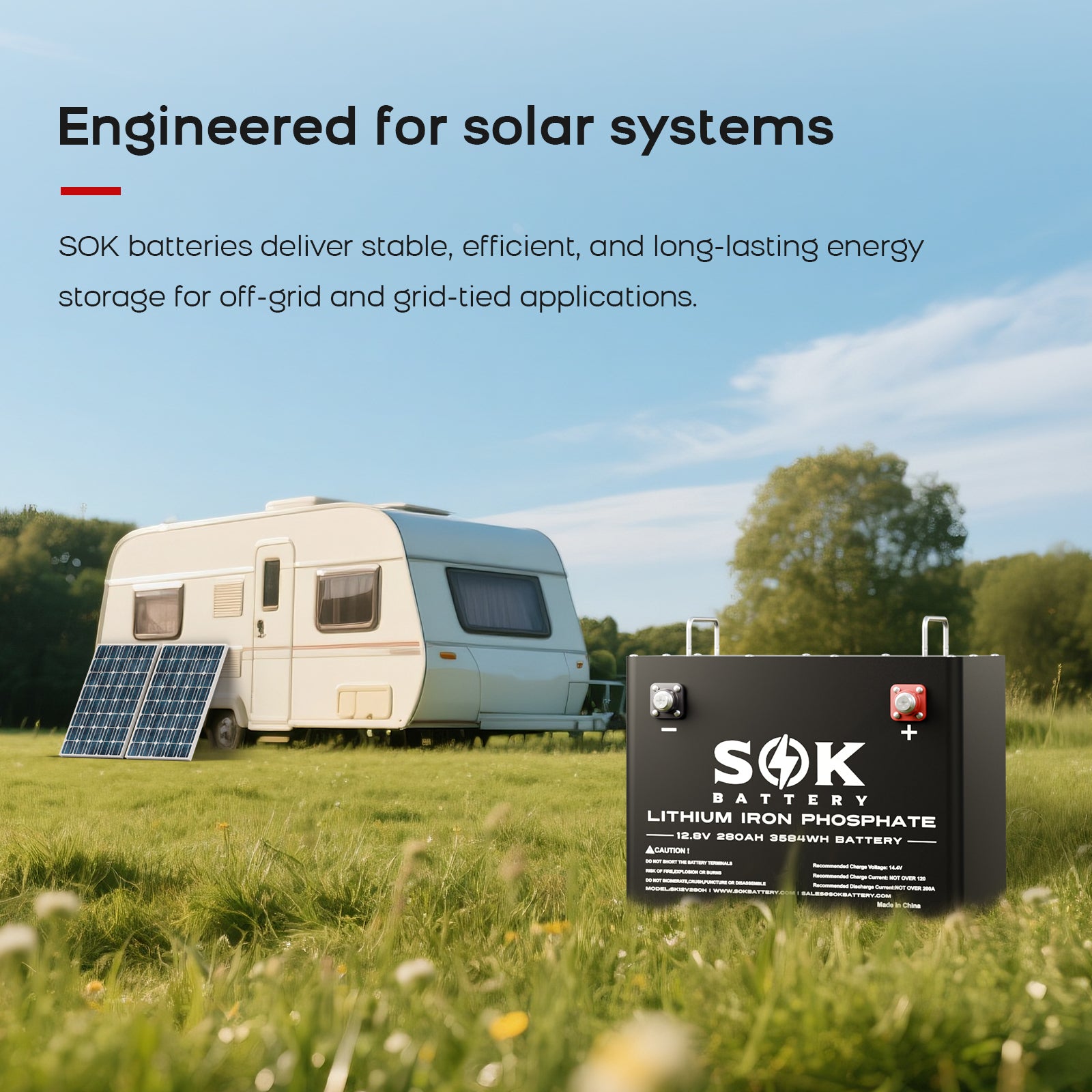 SK12V280H | 280Ah Battery,Built-in heater and Bluetooth, Best for RV or Marine