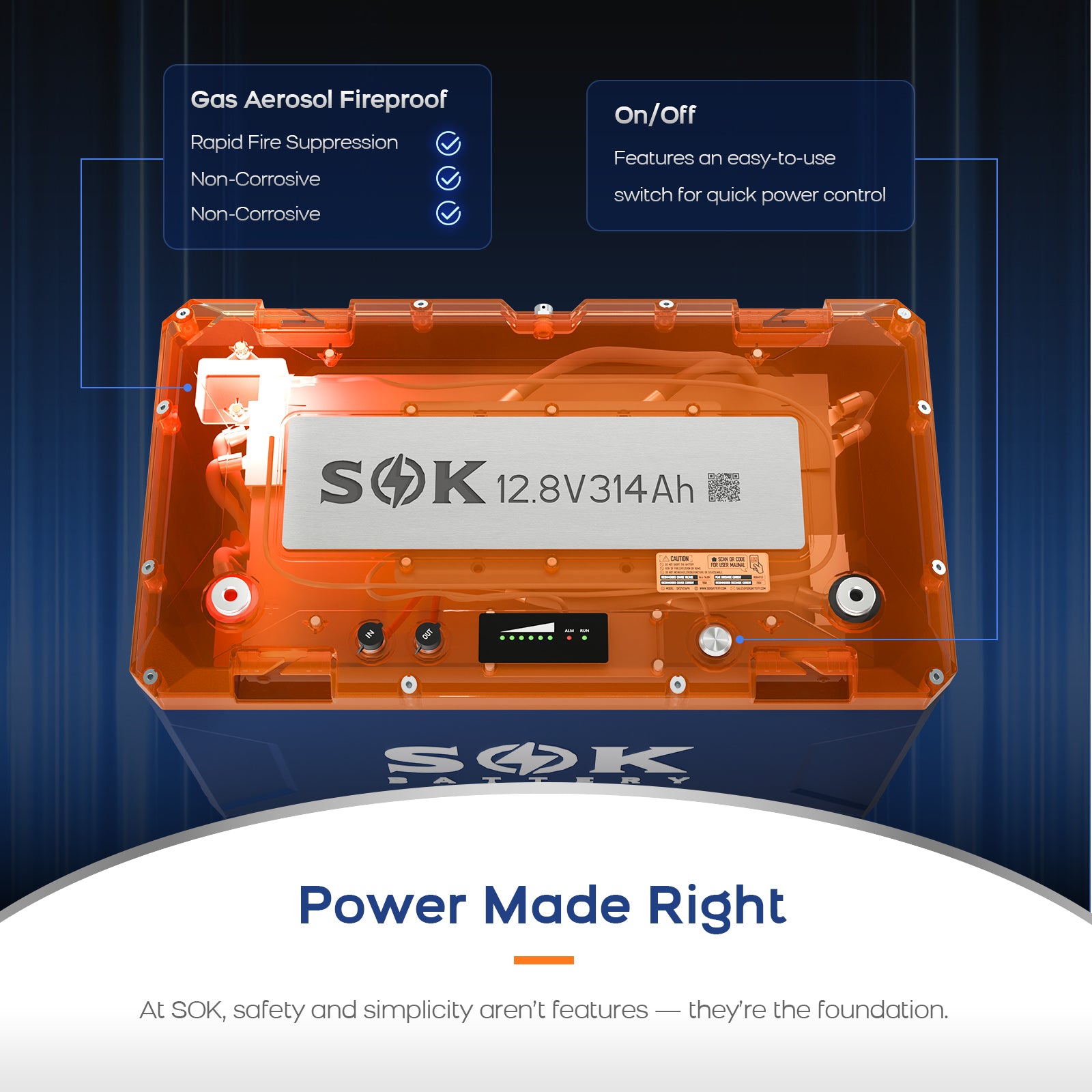 SK12V314PH | 12V314Ah Battery,Built-in heater & Bluetooth,Victron CAN Comms