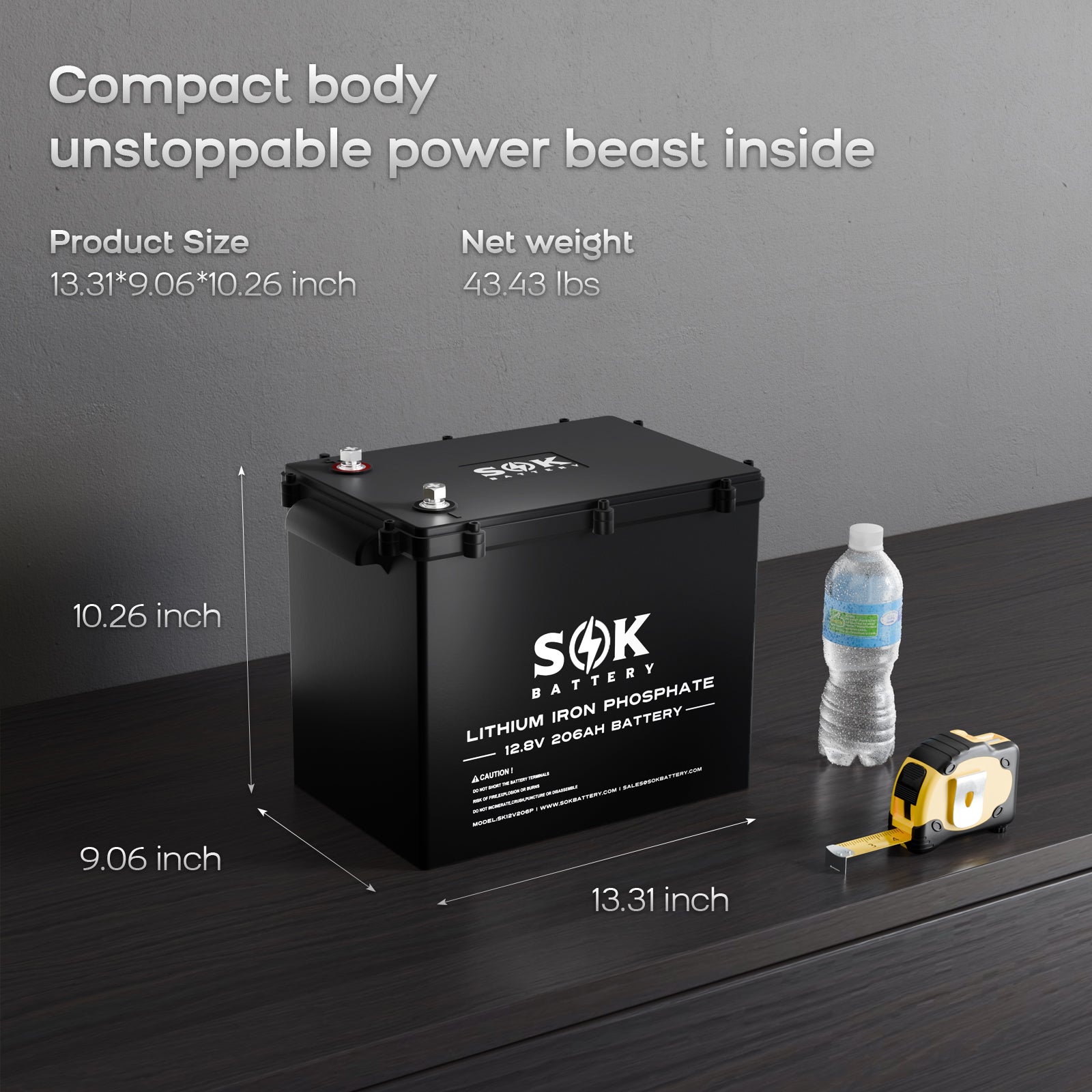 SK12V206PH | Marine Grade 12V 206Ah LiFePO4 Battery,Sealed Plastic Box