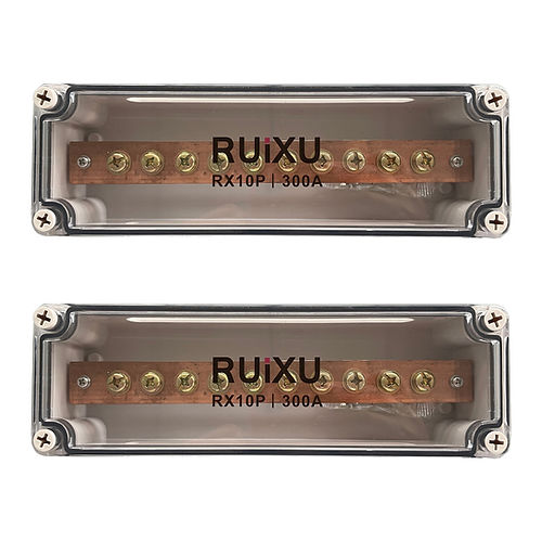 RUiXU Busbar | 10 X 5/16" (M8) Terminal Studs | 300A One Pair