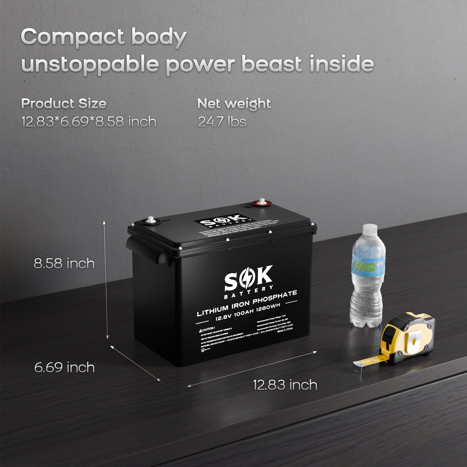 SK12V100P | SOK Lithium Iron Phosphate 12V 100Ah Battery,Marine Grade